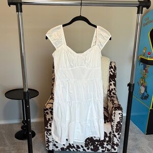 Hollister White Smocked Babydoll Dress